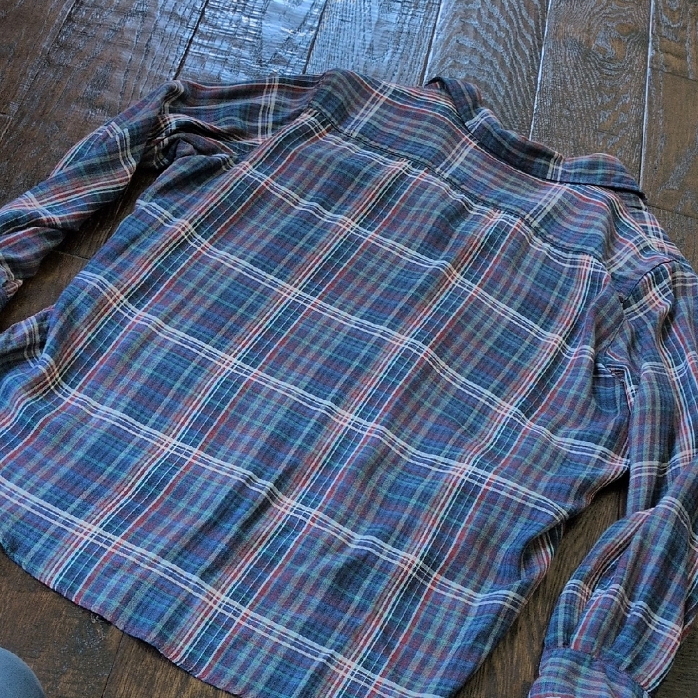 FRANK & EILEEN I Blue Multicolor Plaid Soft Cotton Button Down Eileen Shirt, S - Picture 3 of 15